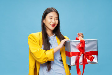 young woman with a gift