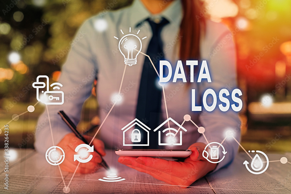 Poster conceptual hand writing showing data loss. concept meaning process or event that results in data bei