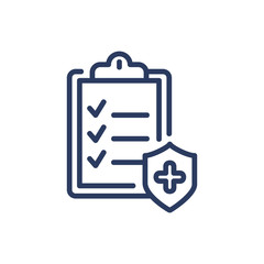 Diagnostic record thin line icon. Analysis and medical insurance concept. Medical report for insurance isolated outline sign. Vector illustration symbol element for web design and apps