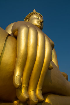 People believe in big Buddha images in Thai temples.