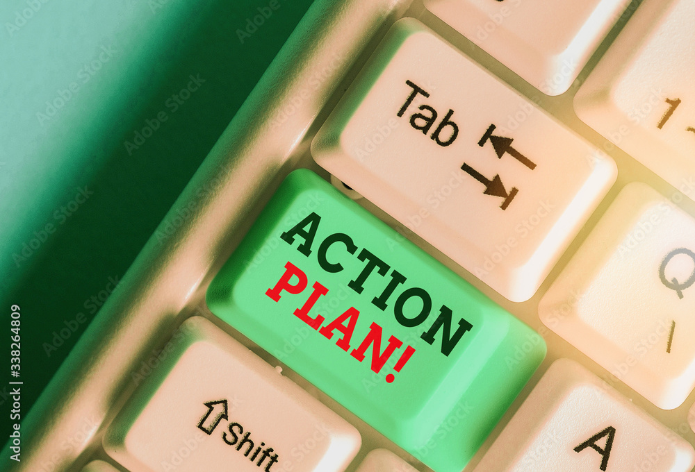 Poster handwriting text writing action plan. conceptual photo proposed strategy or course of actions for ce