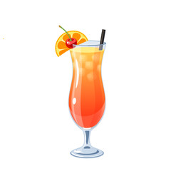 Alcoholic cocktail in hurricane glass, vector illustration cartoon icon isolated on white.