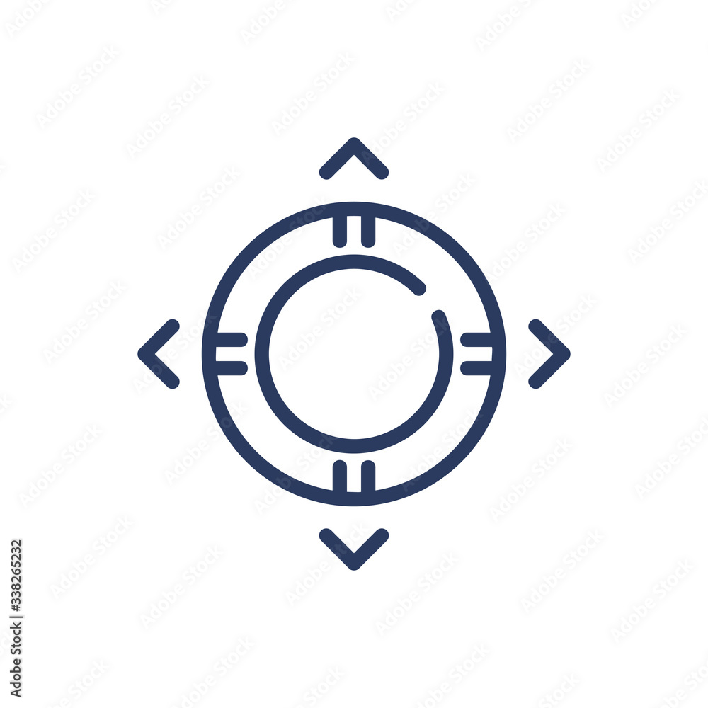 Poster flotation ring thin line icon. top view of life preserver isolated outline sign. life buoy and insur
