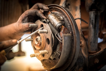 Brake repair or inspections of brake systems and the replacement of new brake pads held by...