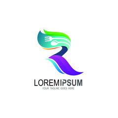 Fototapeta premium R logo , Letter R logo with restaurant design 
