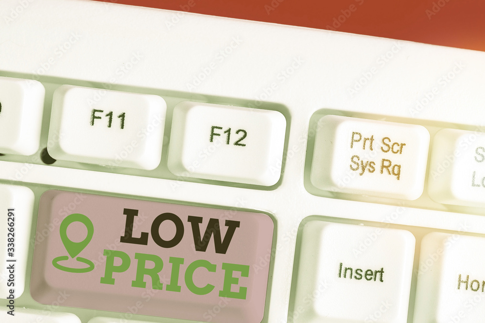 Poster writing note showing low price. business concept for price are the lowest in relation to other thing