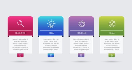 Infographic design with icons and 4 options or steps. Thin line vector. Infographics business concept. Can be used for info graphics, flow charts, presentations, web sites, banners, printed materials.