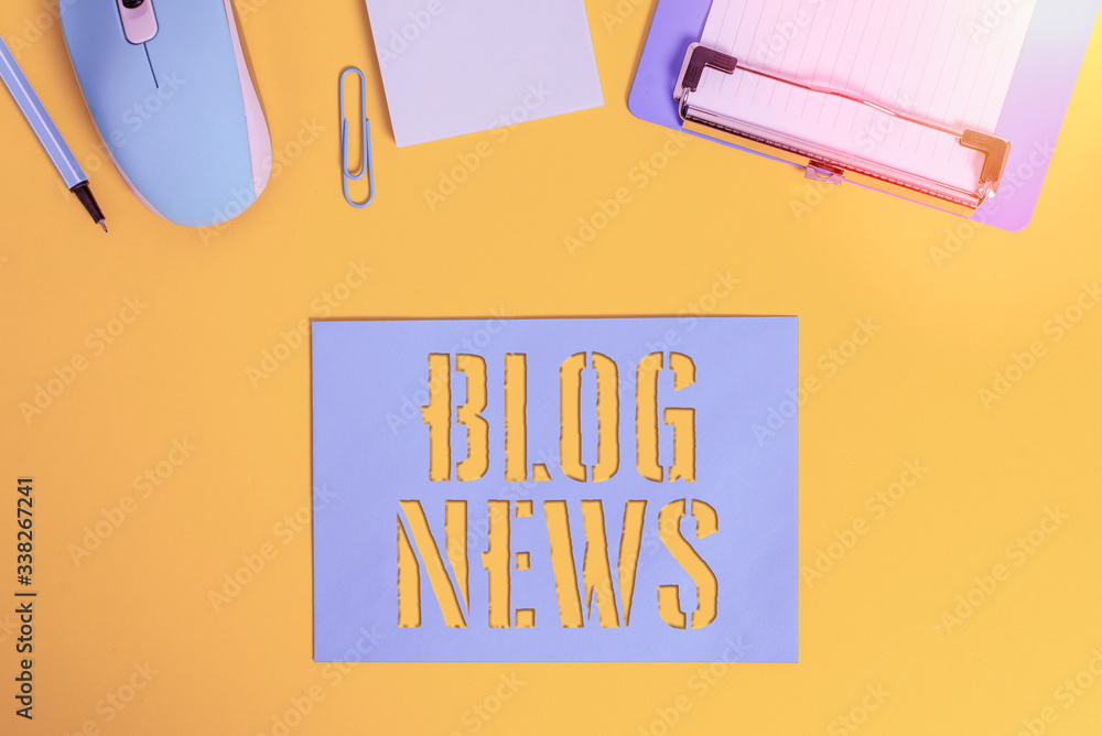 Aufkleber conceptual hand writing showing blog news. concept meaning regularly updated website typically one r
