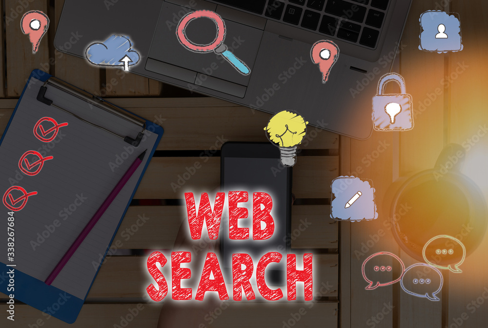 Poster text sign showing web search. business photo showcasing software system designed to search for infor