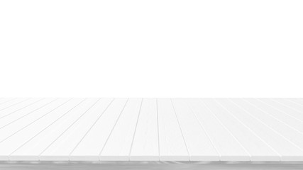 Empty white wooden table top isolated on white background, Table space display or montage product or present content advertising banner product design mockup. Shallow DOF ,3D illustration