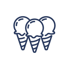 Gelato for company thin line icon. Ice cream scoops, waffle cones, refreshment, summer isolated outline sign. Food and dessert concept. Vector illustration symbol element for web design and apps