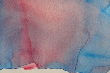 Bright with colorful watercolor stroke and spray on paper , Abstract background by hand drawn red with blue with purple and pink color liquid drip