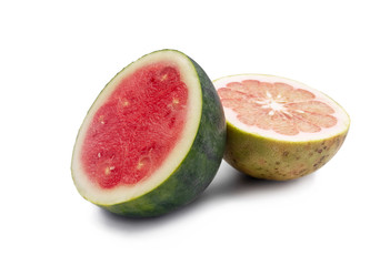 Multifruit. Watermelon and citrus Isolated on a white background.