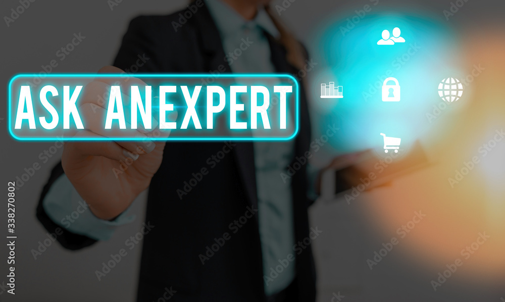 Poster text sign showing ask an expert. business photo text consult someone who has skill about something o