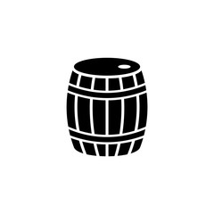 Wooden barrel vector icon on white background.