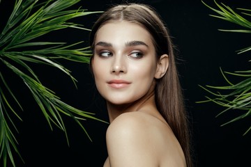 Fototapeta premium beautiful woman bare shoulders spa treatments clean skin