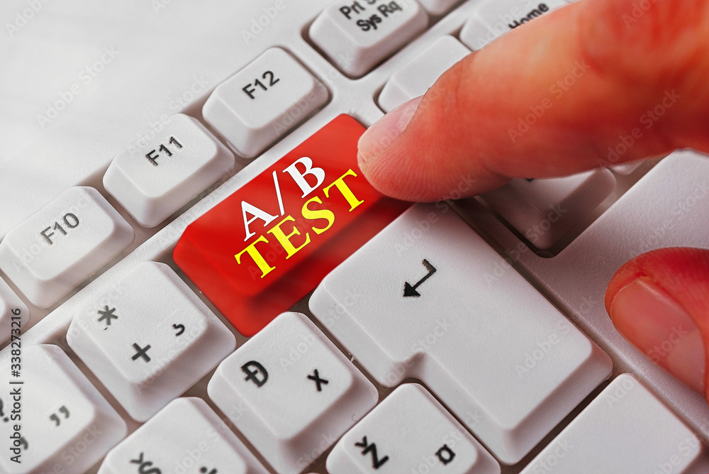 Poster conceptual hand writing showing a or b test. concept meaning test to determine consumers prefer abil