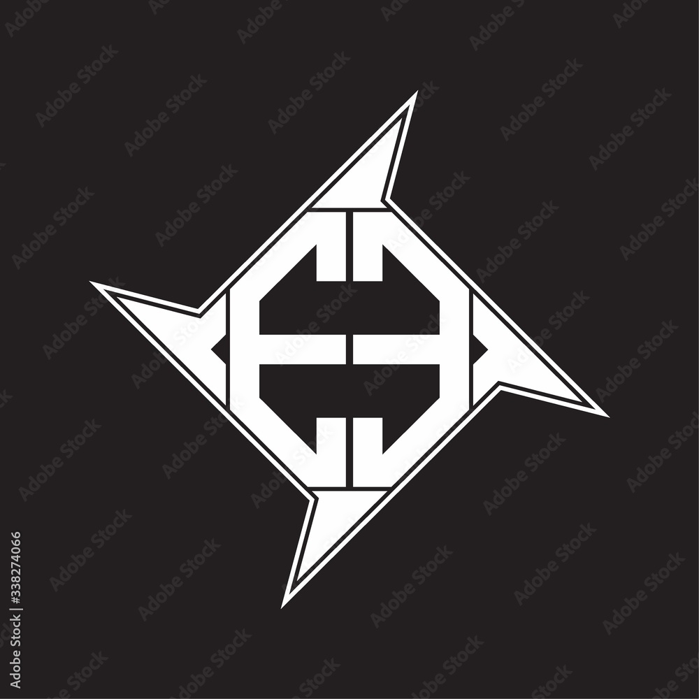 Wall mural ee logo monogram with octagon shape isolated on shuriken element design template