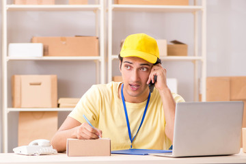 Handsome contractor working in box delivery relocation service