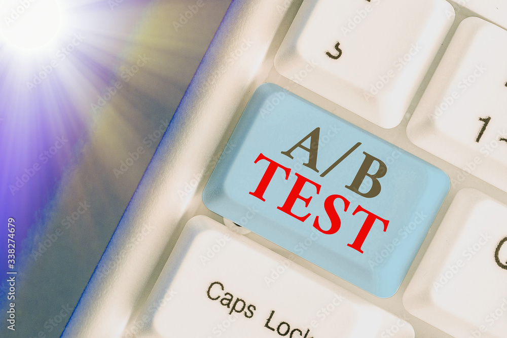 Poster text sign showing a or b test. business photo showcasing test to determine consumers prefer ability 