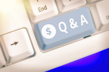 Handwriting text Q And A. Conceptual photo a period of time or an occasion when someone answers...