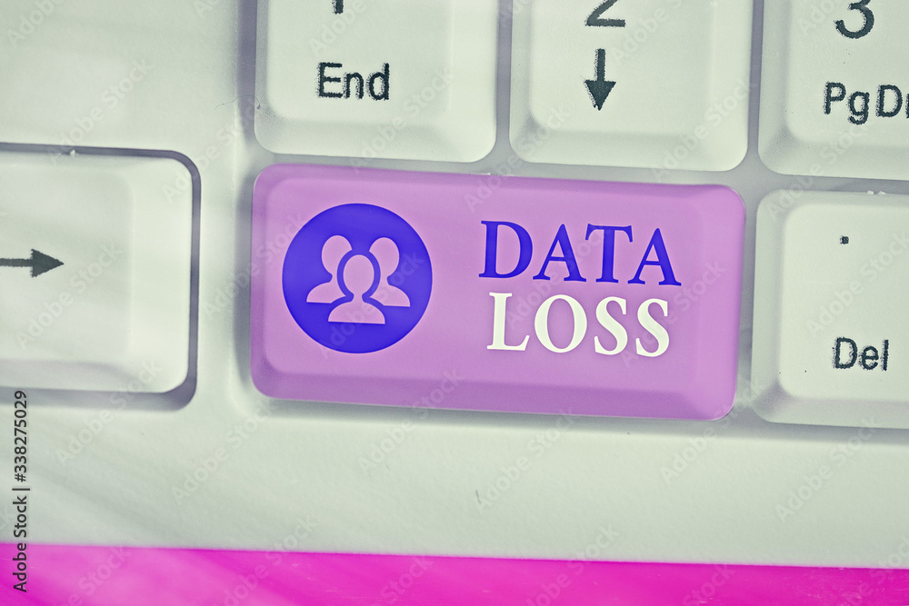 Poster handwriting text writing data loss. conceptual photo process or event that results in data being cor