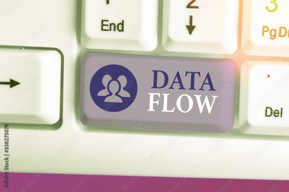 Poster handwriting text writing data flow. conceptual photo the movement of data through a system comprised