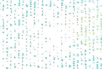 Light Green, Yellow vector template with math simbols.