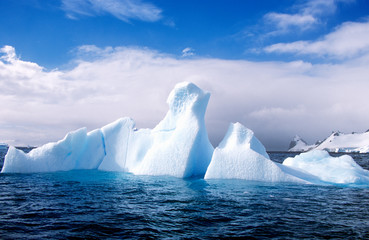 Glaciers and icebergs in Errera Channel at Culberville Island, Antarctica