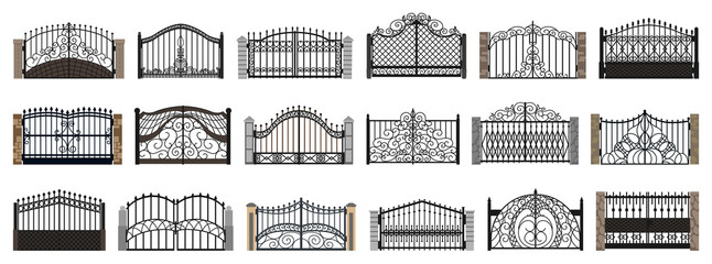 Fence gate isolated cartoon set icon. Vector cartoon set icon metal entrance. Vector illustration fence gate on white background.