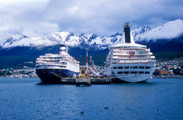Cruise ship Deutsch Princess at dock, Ushuaia, southern Argentina