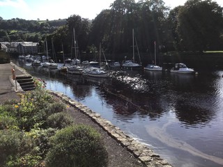 moored boats in river, UK