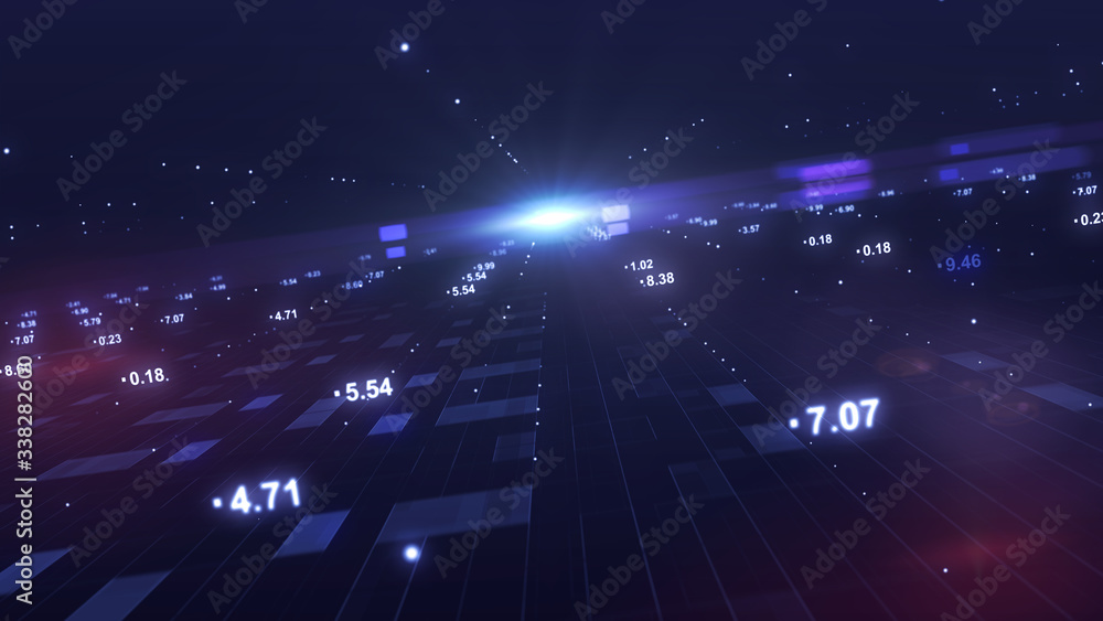 Poster big data visualization, grid data driven technology futuristic digital background Social network or business analytics representation