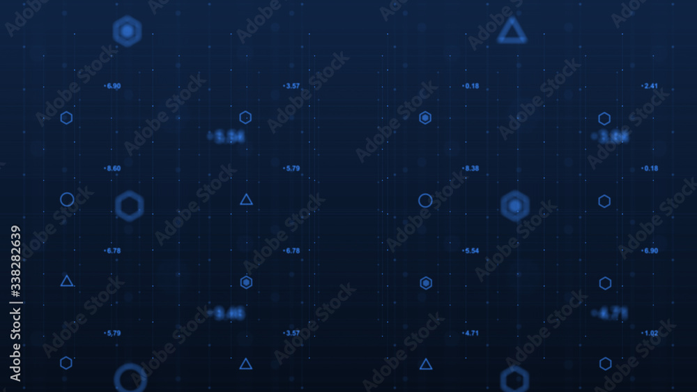 Poster big data visualization, grid data driven technology futuristic digital background Social network or business analytics representation
