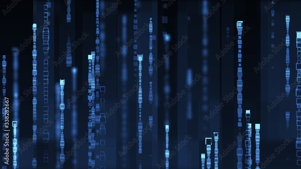 Aufkleber big data visualization, grid data driven technology futuristic digital background Social network or business analytics representation