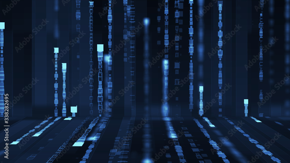 Poster big data visualization, grid data driven technology futuristic digital background Social network or business analytics representation