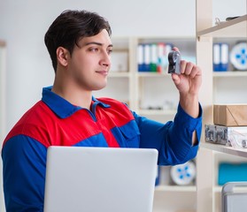 Man working in the postal warehouse