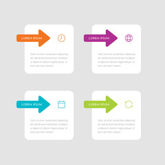 Vector infographic template with four steps or 4 options. Business concept design can be used for presentation, web, brochure, diagram.