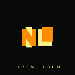Modern creative shaped NL, LN, N, L logo. Initial Logo Designs Templete with Black Background. Vector Illustration
