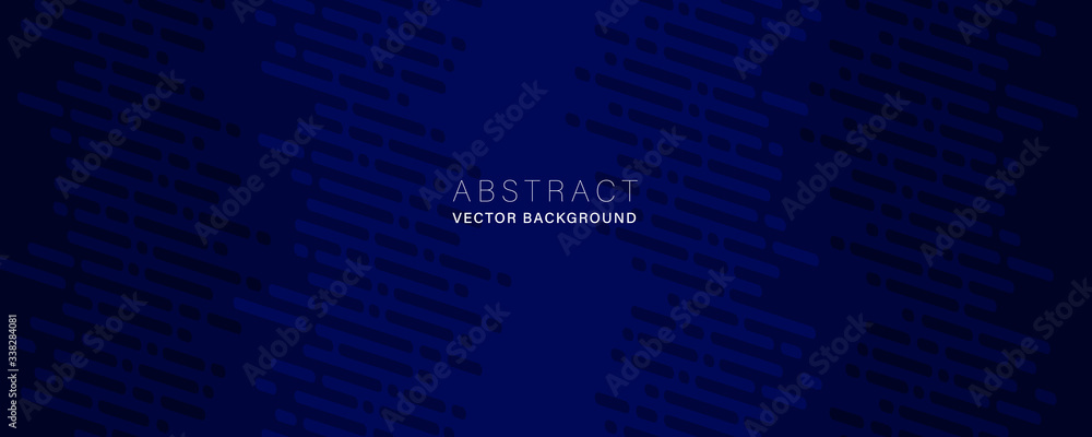 Wall mural dark blue abstract vector background with dot and dash line.horizontal layout.