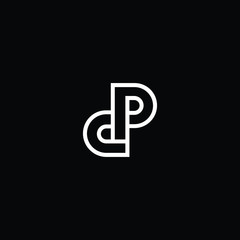 Minimal elegant monogram art logo. Outstanding professional trendy awesome artistic DP PD initial based Alphabet icon logo. Premium Business logo White color on black background
