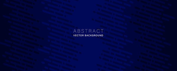 Dark Blue abstract vector background with dot and dash line.Horizontal layout.