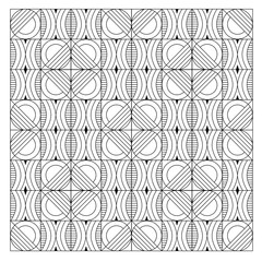 Fototapeta premium Seamless black and white geometries pattern in zentangle style. Basic and simple coloring book for adults, seniors, and beginner. Digital drawing. Floral. Flower. Oriental. Book Page. Hand drawing. 