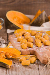 Raw pumpkin gnocchi.	