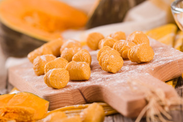 Raw pumpkin gnocchi.	