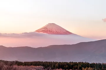 Papier Peint photo Lavable Mont Fuji mont fuji au coucher du soleil