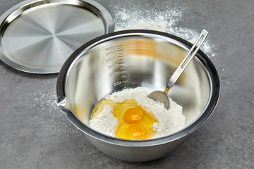 bowl egg bread dough kitchen