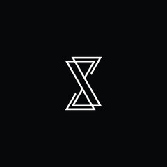 Minimal elegant monogram art logo. Outstanding professional trendy awesome artistic S SS initial based Alphabet icon logo. Premium Business logo White color on black background