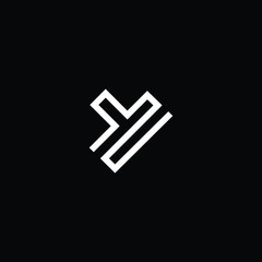 Minimal elegant monogram art logo. Outstanding professional trendy awesome artistic Y YZ ZY initial based Alphabet icon logo. Premium Business logo White color on black background