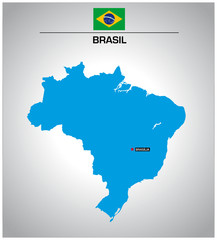 Fototapeta premium simple vector outline map of brazil with flag